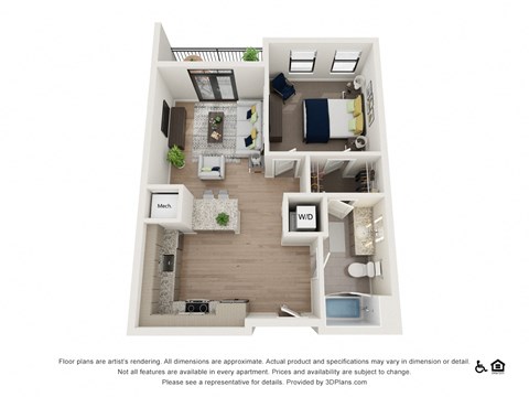 1W Floor Plan at The Baxly, Georgia, 31401